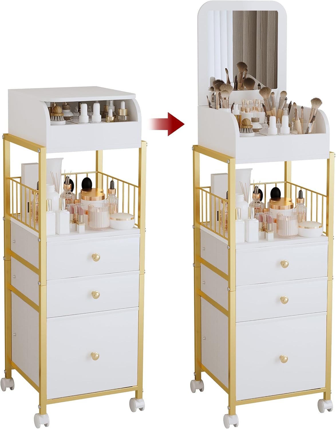 Skincare You - Makeup Cart Organizer with Mirror, Large