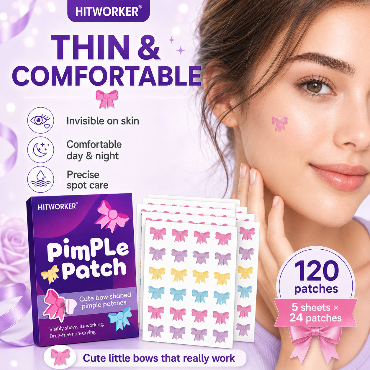 120Pcs Bow Shaped Acne Pimple  - Skincare You 리뷰 및 가격