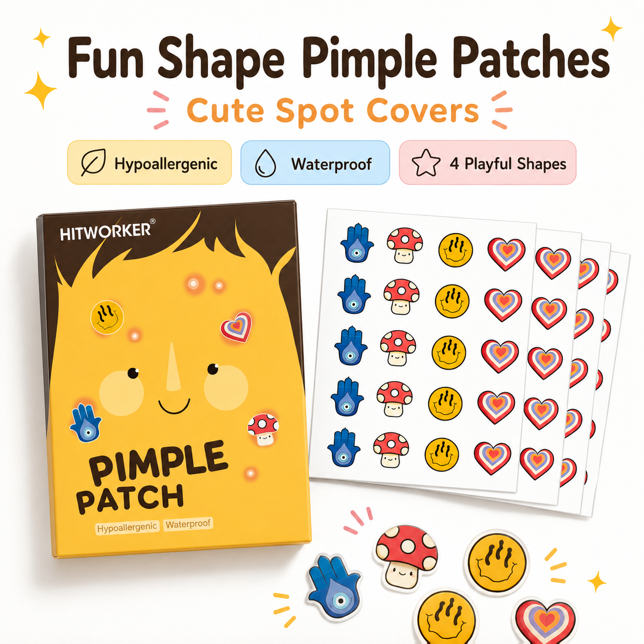 100Pcs Cute 4 Shapes Acne Pimp - Skincare You 리뷰 및 가격