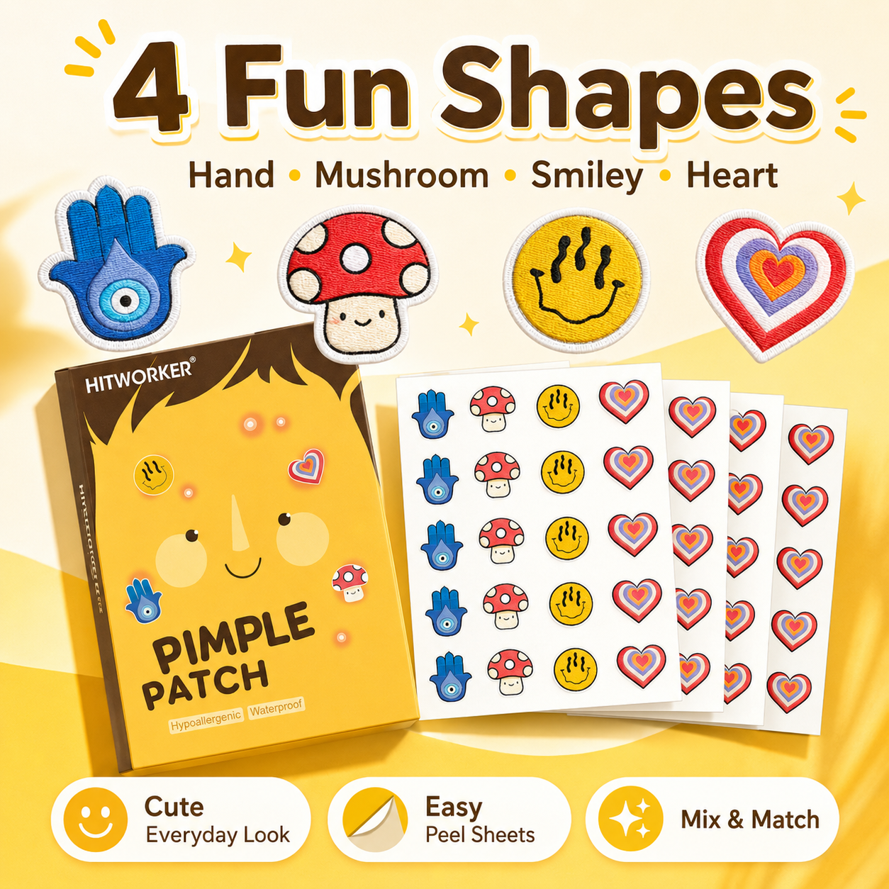 100Pcs Cute 4 Shapes Acne Pimp - Skincare You 리뷰 및 가격